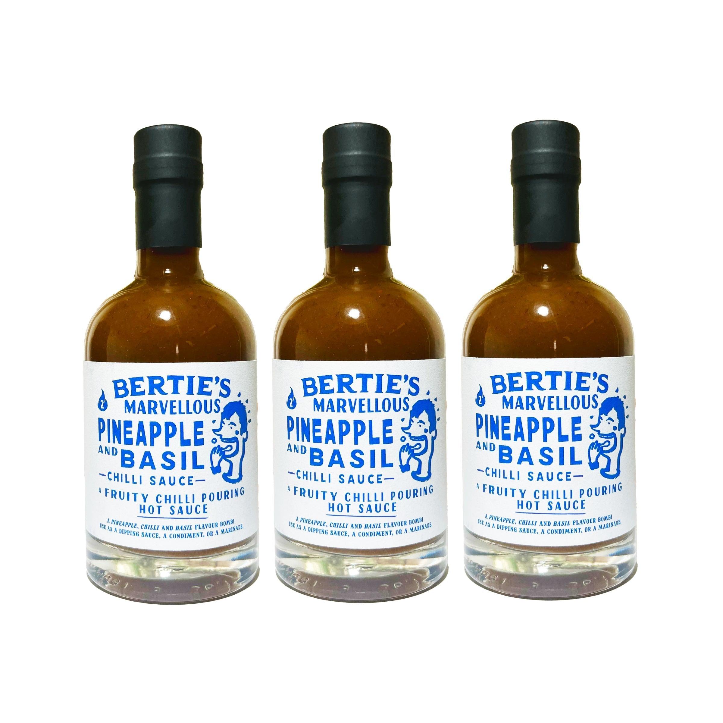 Bertie's Marvellous Pineapple & Basil Chilli Sauce 3 Pack with FREE Tote - Provenance Hub